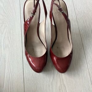 Joan & David Burgundy Slingback Heels